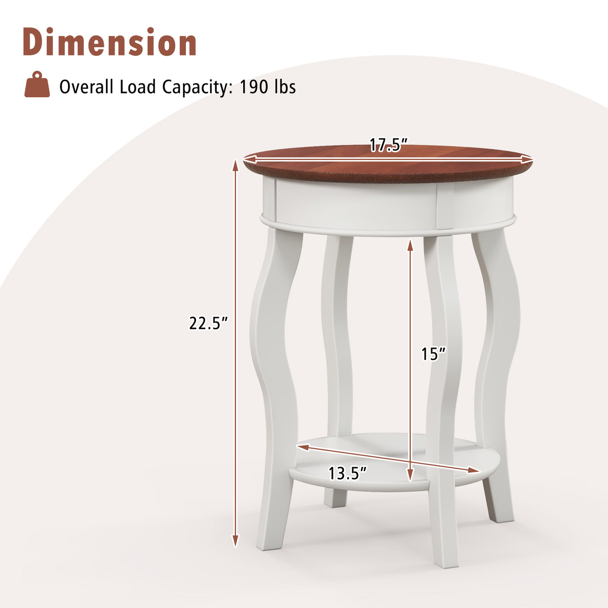 2-Tier Round End Table with Storage – Walnut & Gray