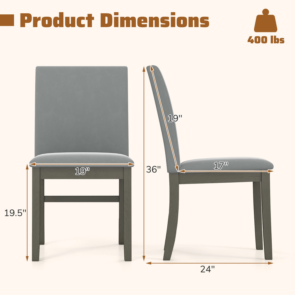 Upholstered Dining Chairs Set of 2, Gray - High Back