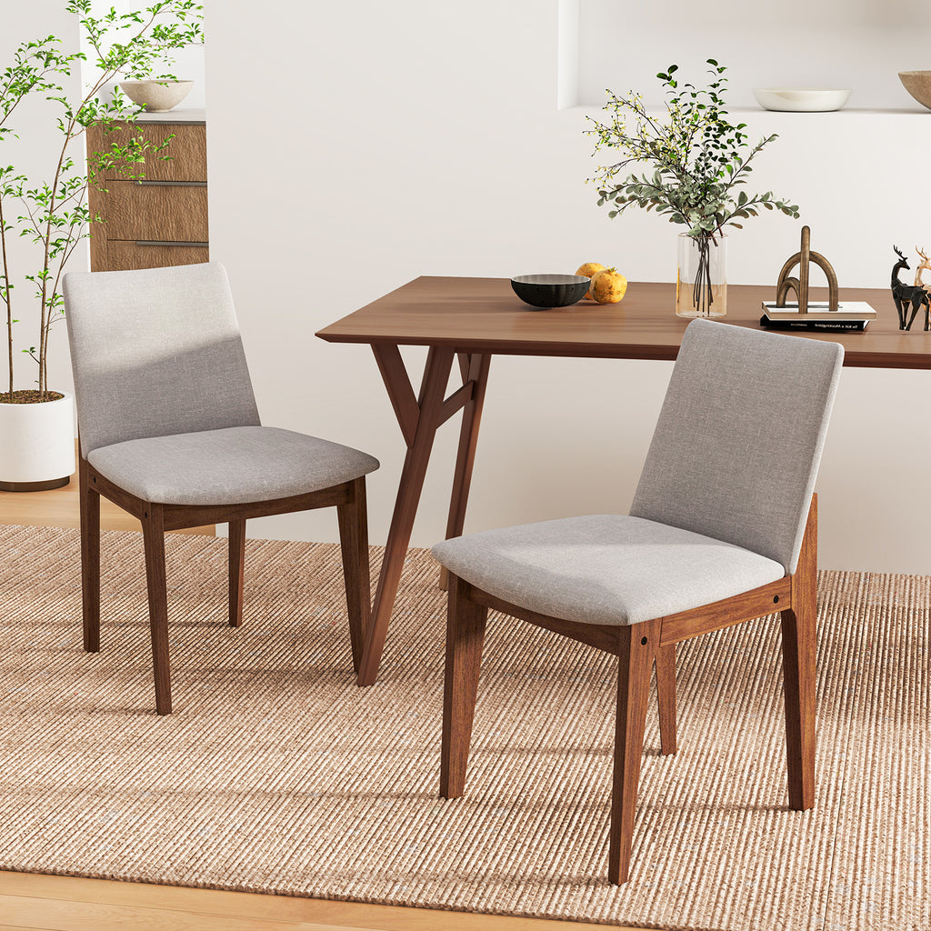 Set of 2 Upholstered Dining Chairs with High Curved Back - Walnut