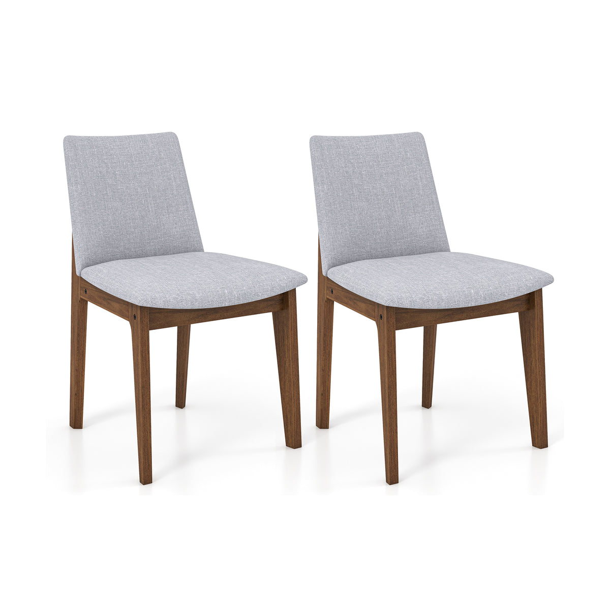 Set of 2 Upholstered Dining Chairs with High Curved Back - Walnut