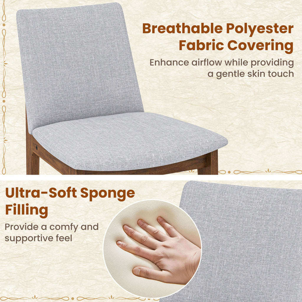 Set of 2 Upholstered Dining Chairs with High Curved Back - Walnut