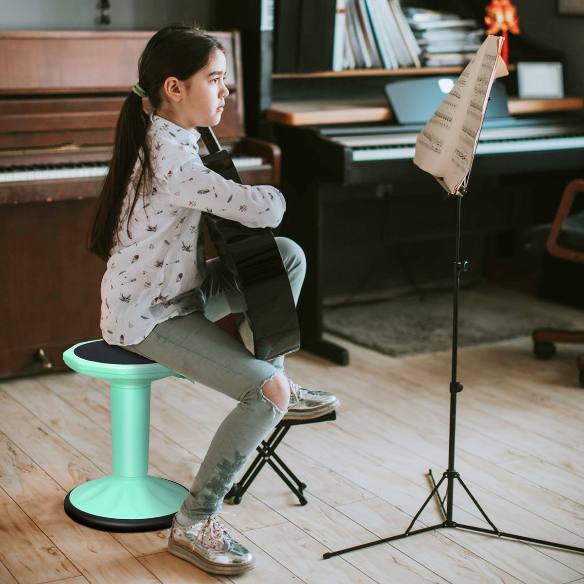 Adjustable-Height Wobble Stool for Kids, Green - Active Learning Chair