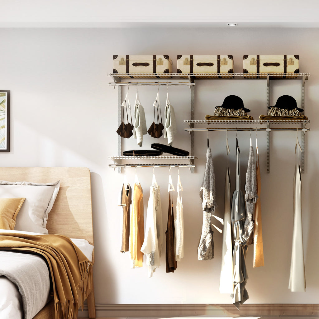 Closet Organizer Kit 3-5 Feet Wall-Mounted System - White
