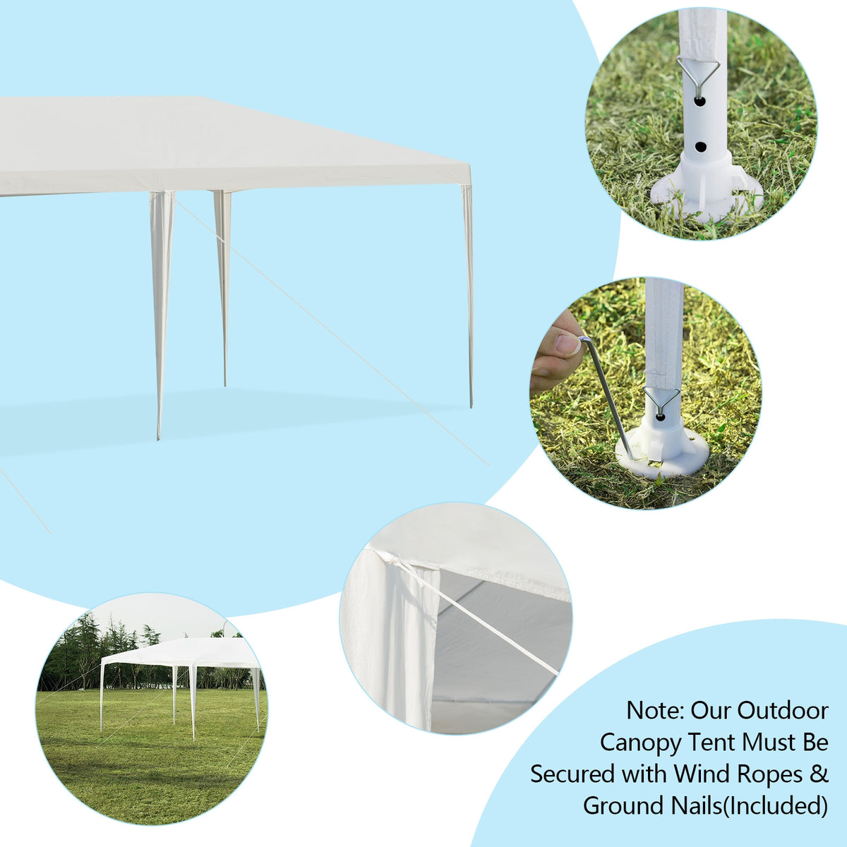 10 x 20 Feet Canopy Tent with 6 Sidewalls - White