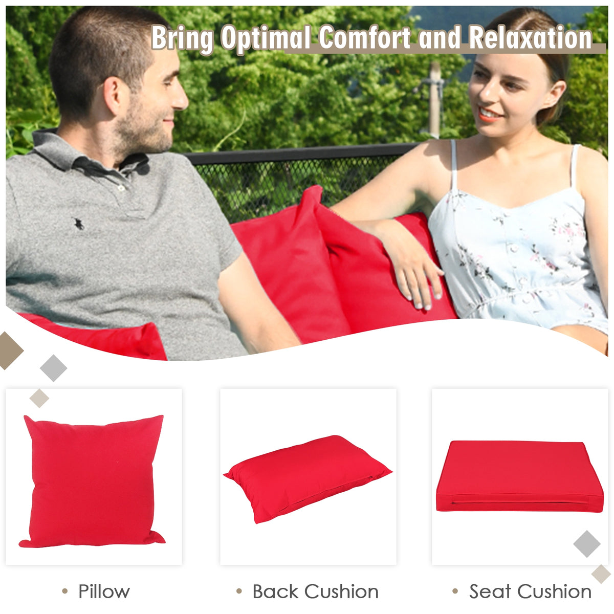 7-Piece Patio Rattan Sectional Sofa Set - Mix Gray & Red