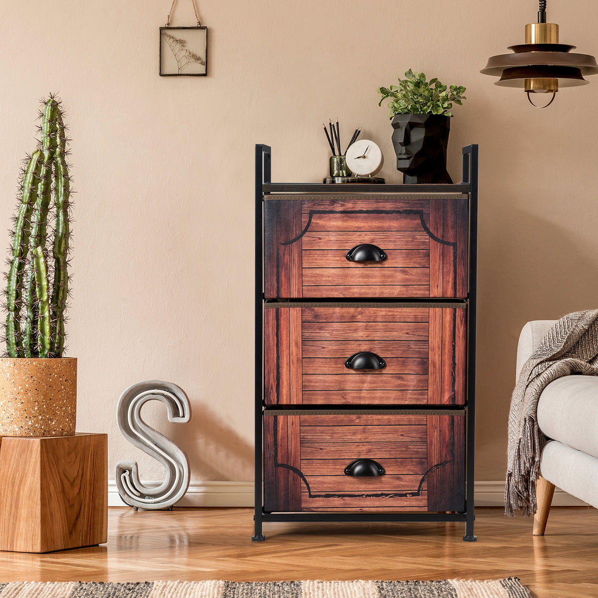 3-Drawer Fabric Storage Tower with Metal Frame