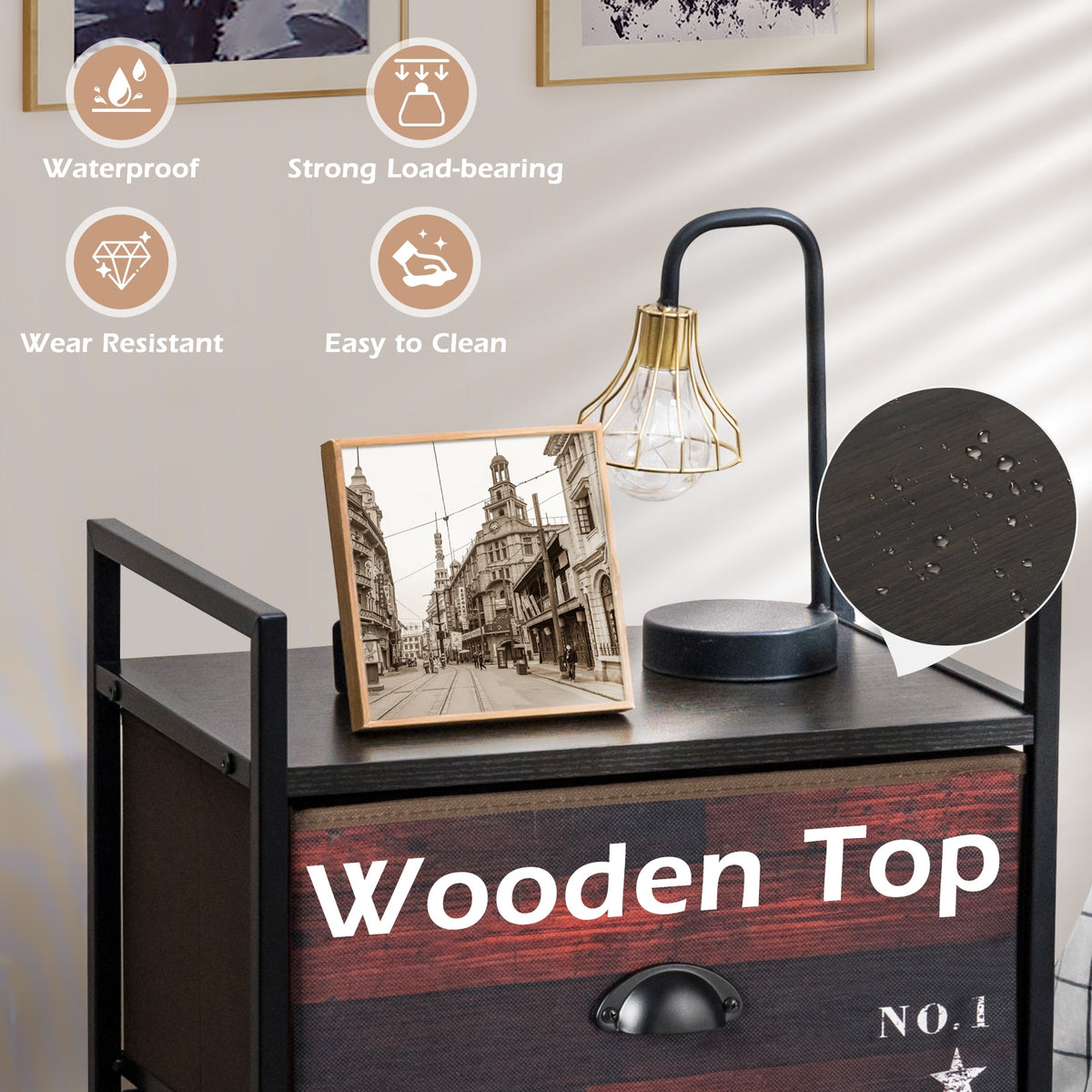 Industrial 4-Drawer Fabric Storage Dresser with Steel Frame