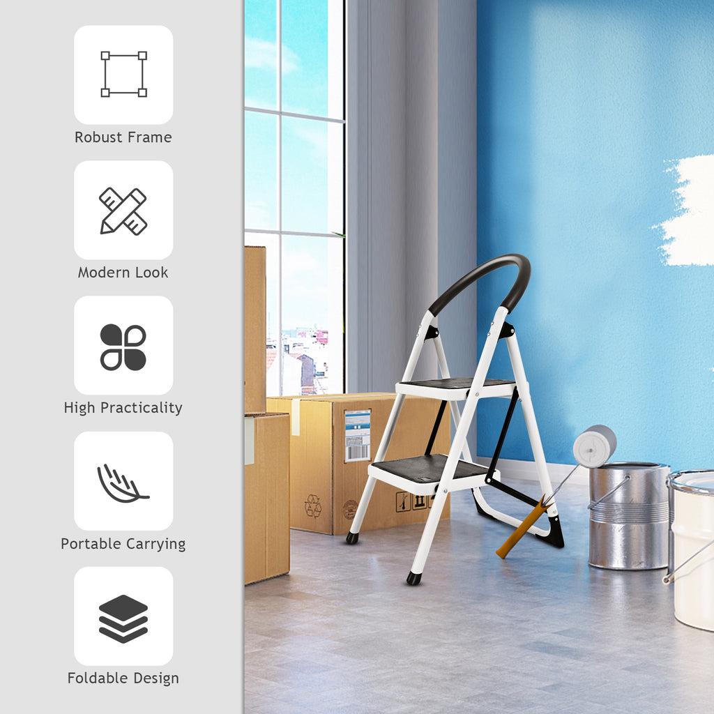 2-Step Folding Stool with Anti-Slip Pedals