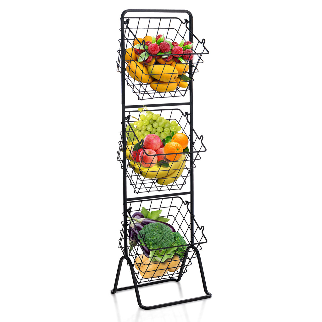 Adjustable 3-Tier Fruit Basket Stand for Kitchen & Organizing