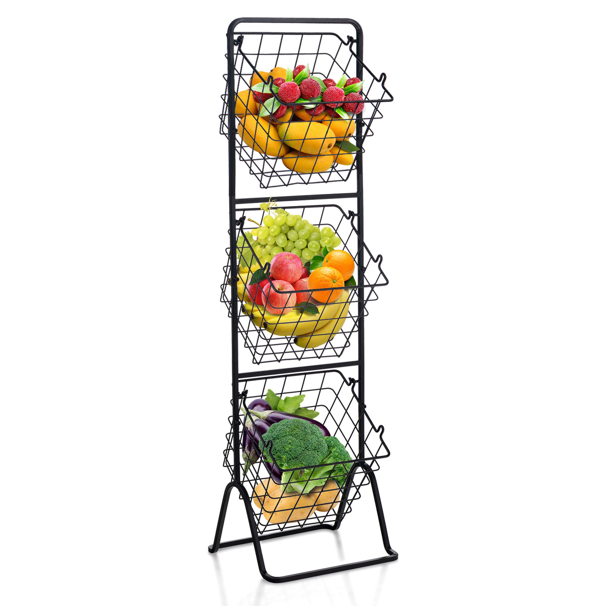Adjustable 3-Tier Fruit Basket Stand for Kitchen & Organizing