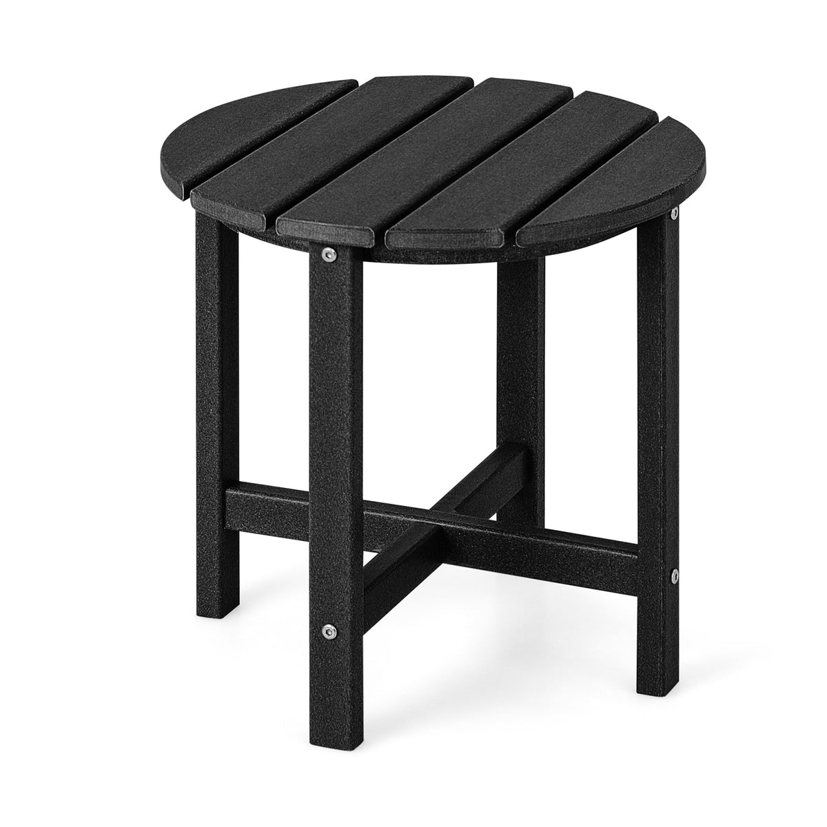 18" Round Weather-Resistant Adirondack Side Tables - Set of 2, Black