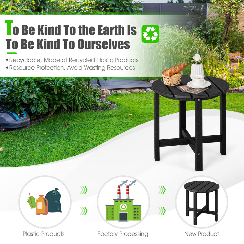 18" Round Weather-Resistant Adirondack Side Tables - Set of 2, Black