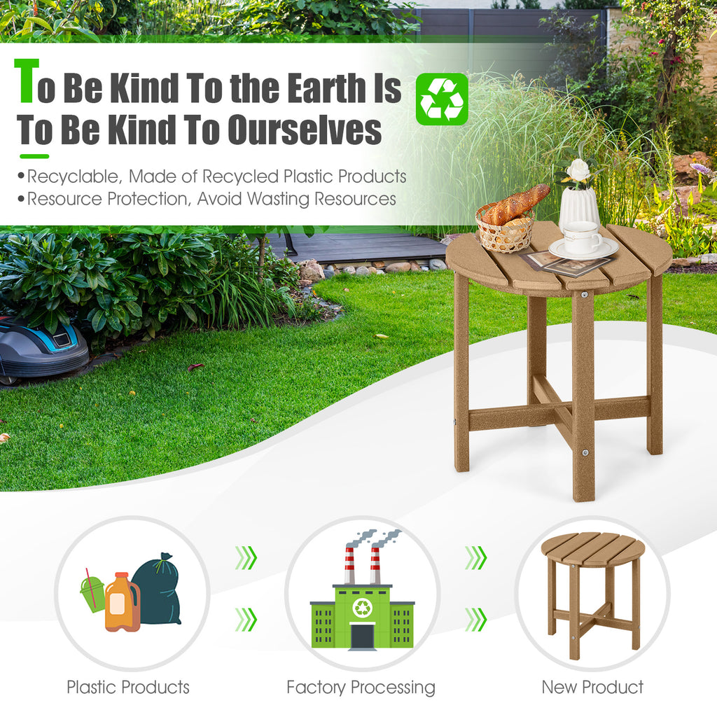 18" Round Weather-Resistant Adirondack Side Tables Set of 2, Brown
