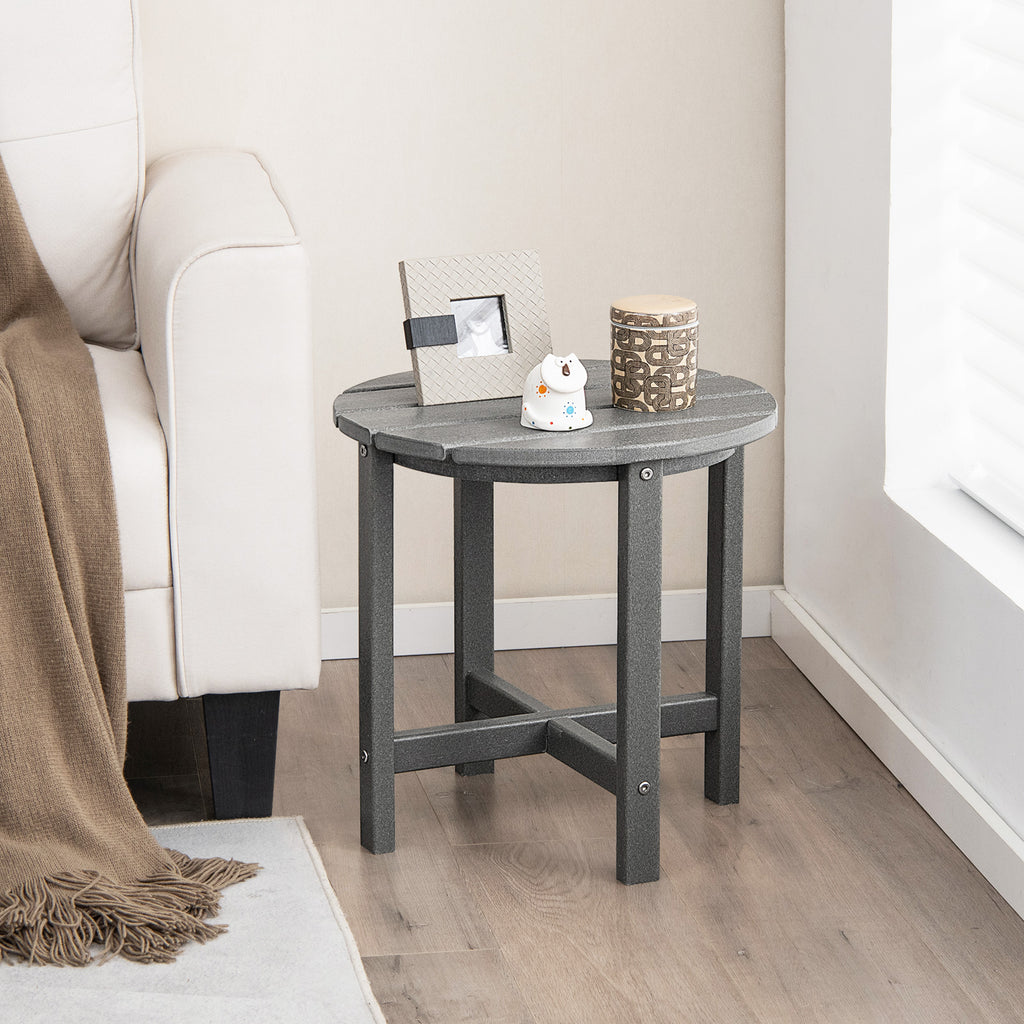 18" Round Weather-Resistant Adirondack Side Table Set of 2 - Gray