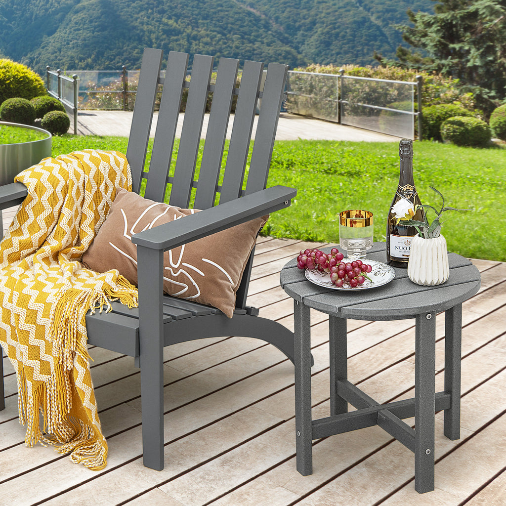 18" Round Weather-Resistant Adirondack Side Table Set of 2 - Gray
