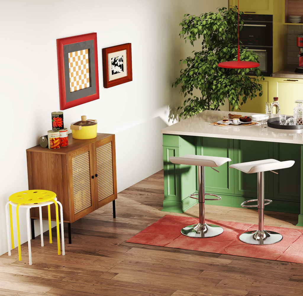 Rattan Storage Sideboard with Adjustable Shelf - Walnut