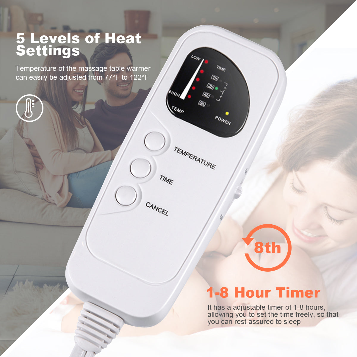 Massage Table Warmer with Auto-Off Protection