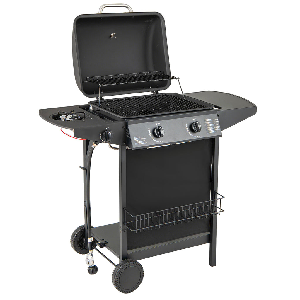 5-Burner Propane Gas Grill with Side Burner & Prep Tables - Silver