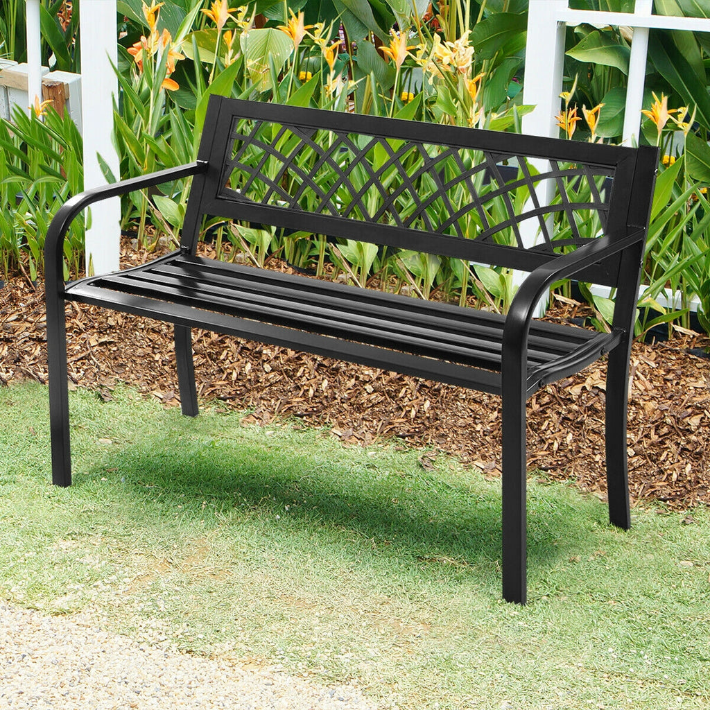 Outdoor Bench with Steel Frame - Style 1