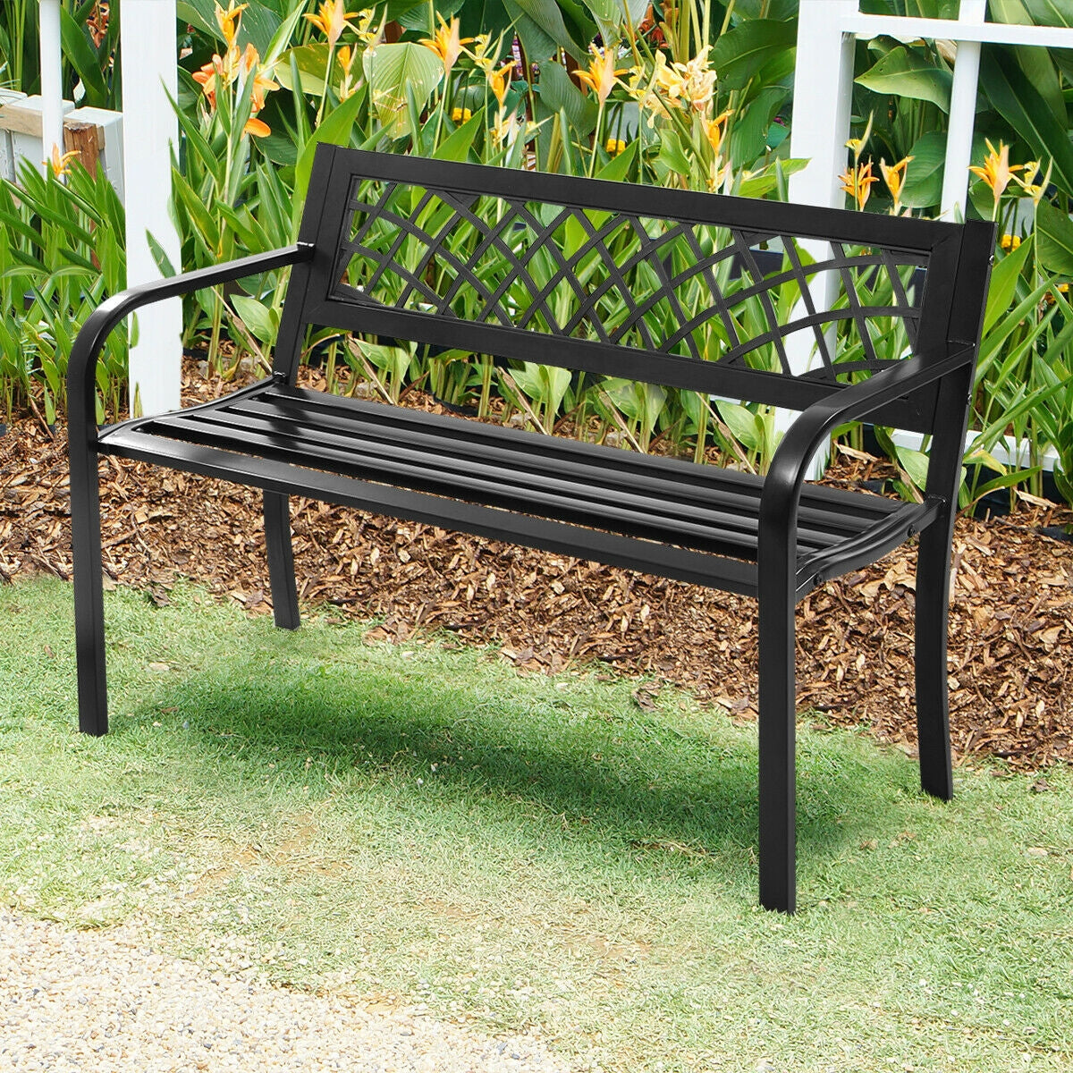 Outdoor Bench with Steel Frame - Style 1