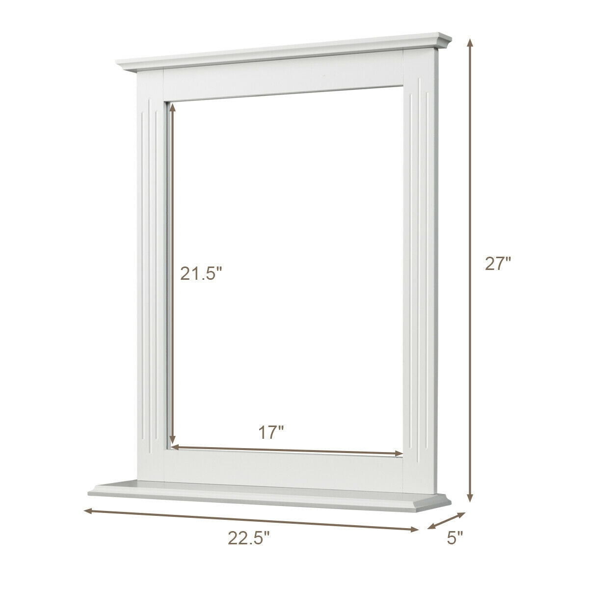 White Wall-Mounted Vanity Mirror with Shelf - Multipurpose Home Decor