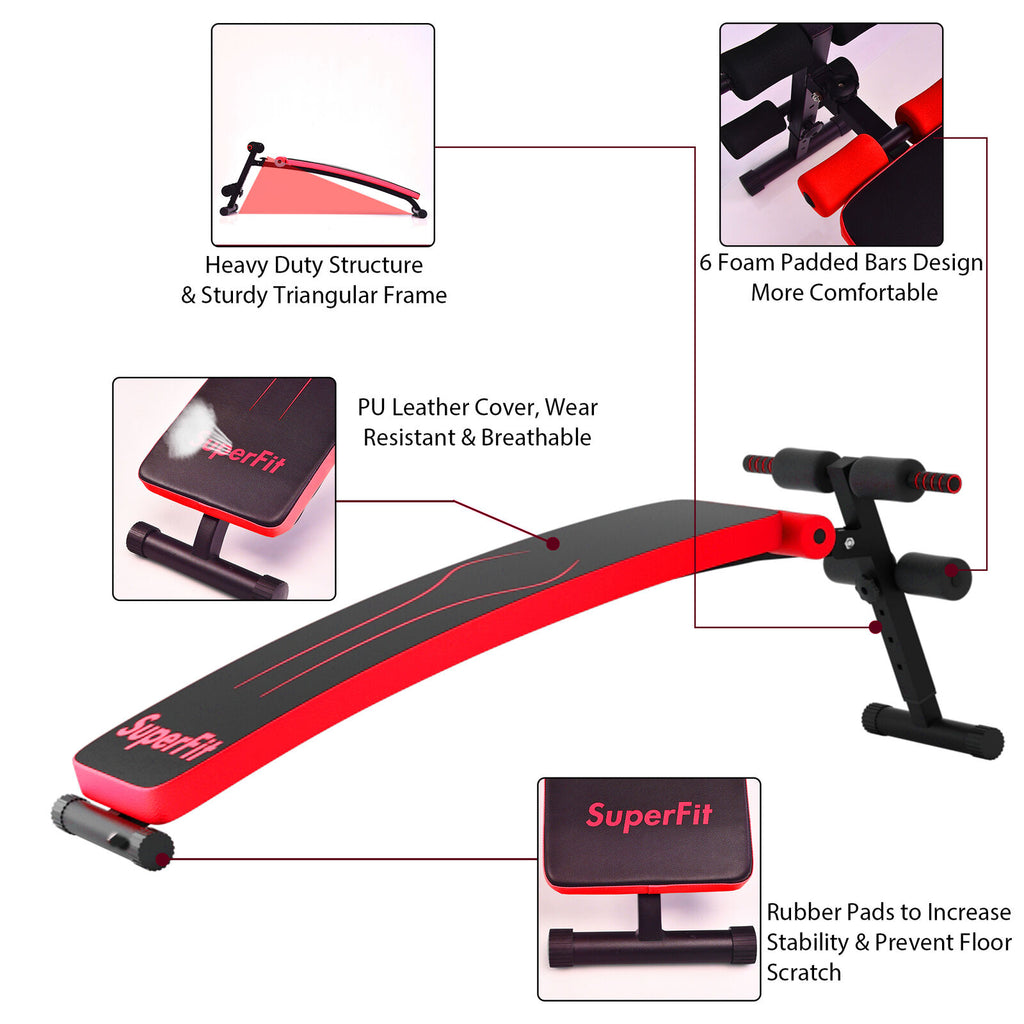 Foldable 52 Inch Adjustable Weight Bench for Home Workout - Red