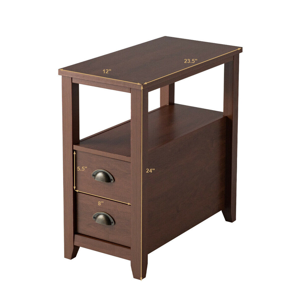 2-Drawer Nightstand Set, Brown - Space-Saving Bedroom Storage