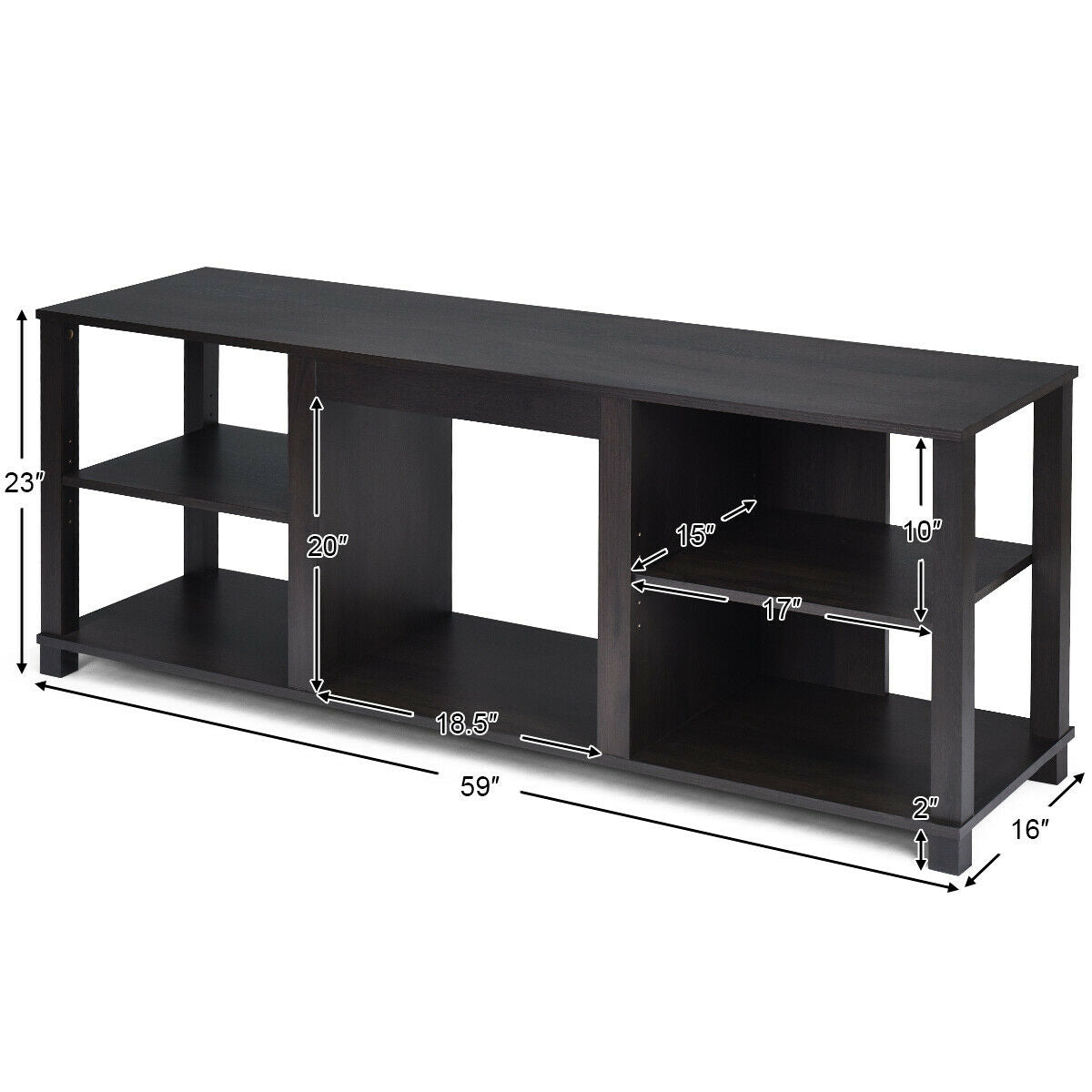 2-Tier TV Storage Cabinet with Adjustable Shelves