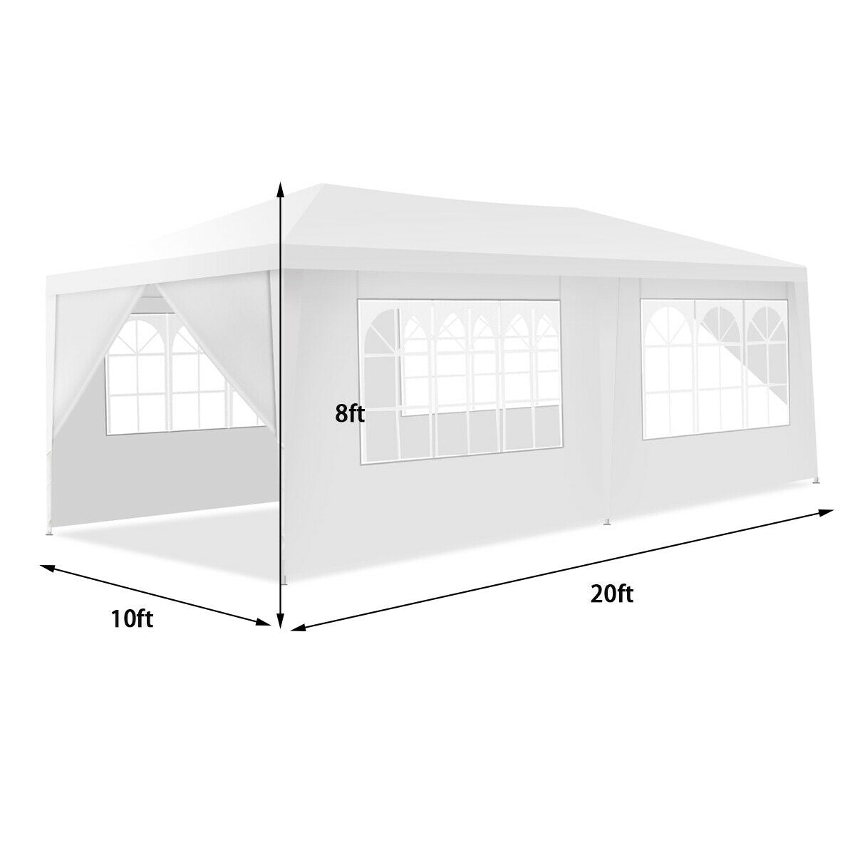 10 x 20 Feet Canopy Tent with 6 Sidewalls - White