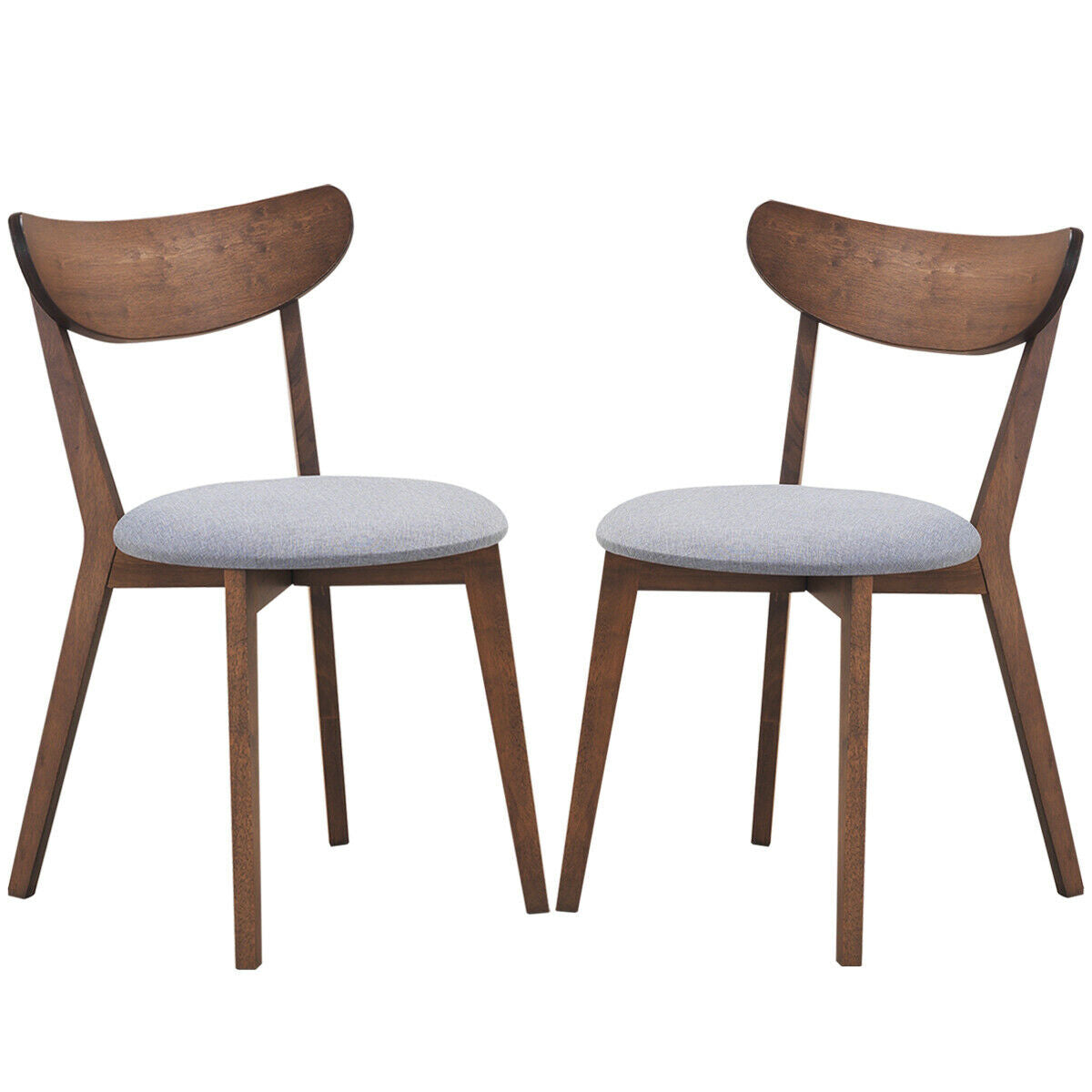 Set of 2 Upholstered Dining Chairs, Curved Back