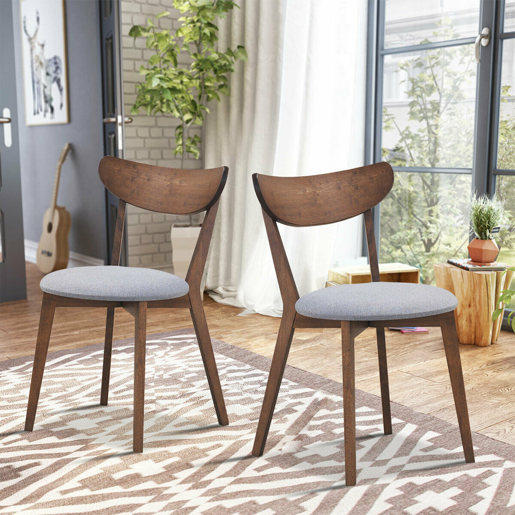 Set of 2 Upholstered Dining Chairs, Curved Back