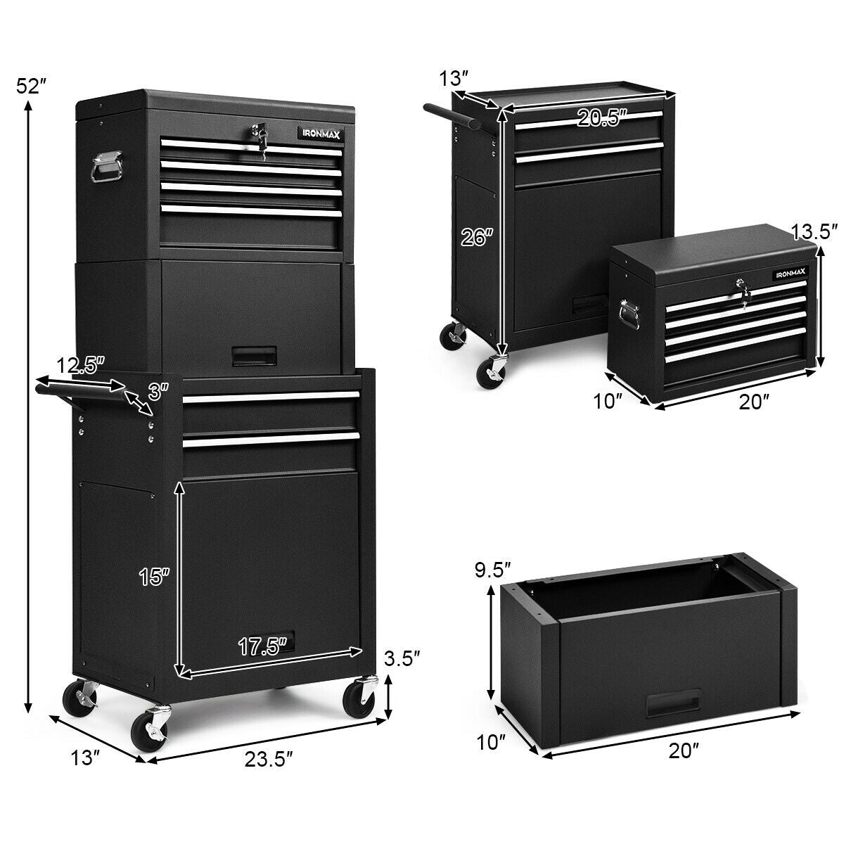 6 Drawers Tool Chest with Heightening Cabinet