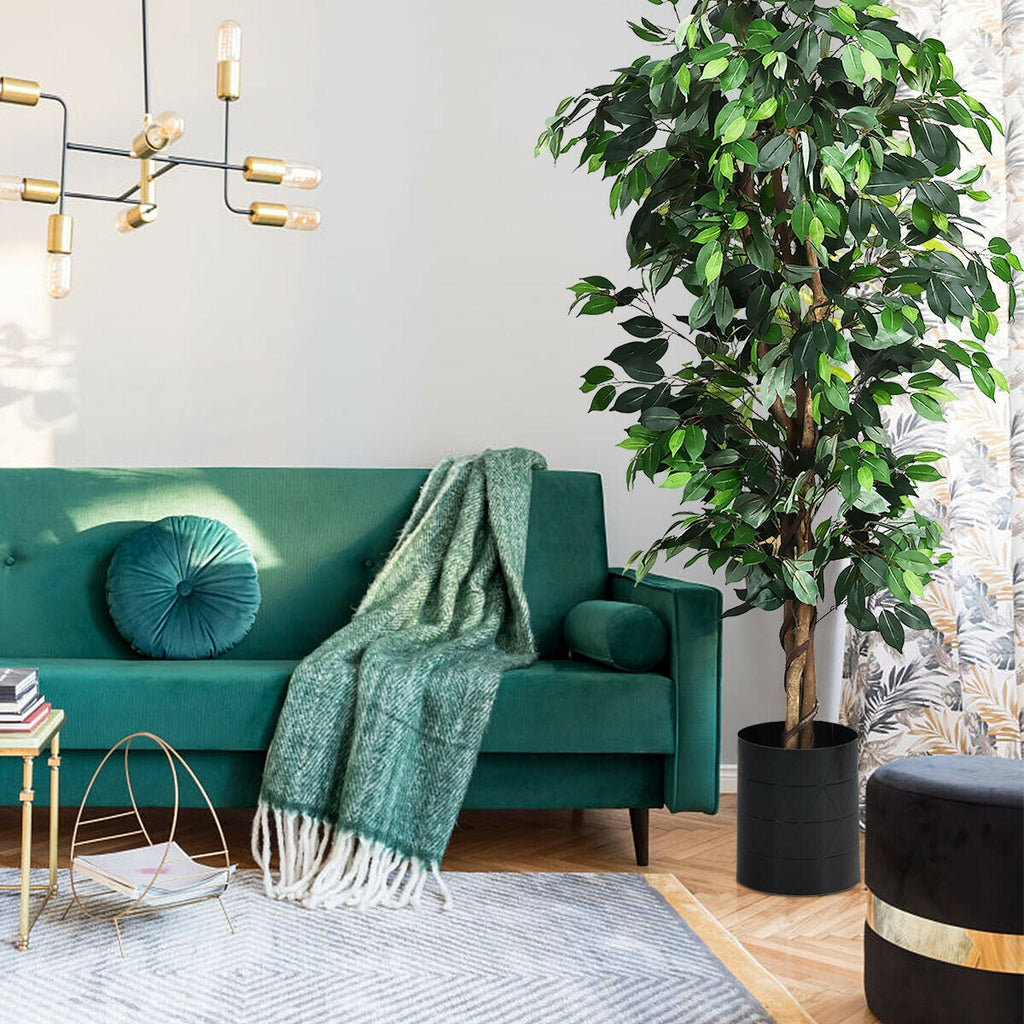 6 Feet Artificial Ficus Silk Tree - Realistic Indoor Outdoor Faux Plant - Costway