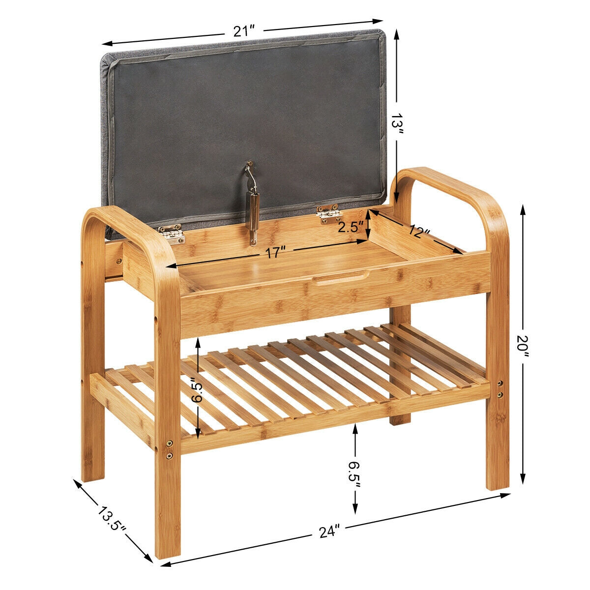 Shoe Rack Bench with Storage Shelf for Entryway Hallway Bedroom