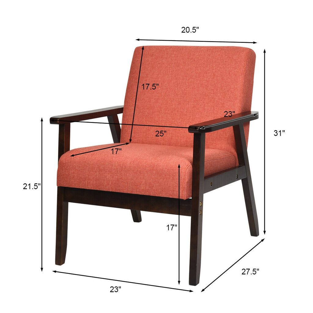 Mid-Century Retro Fabric Accent Armchair - Orange