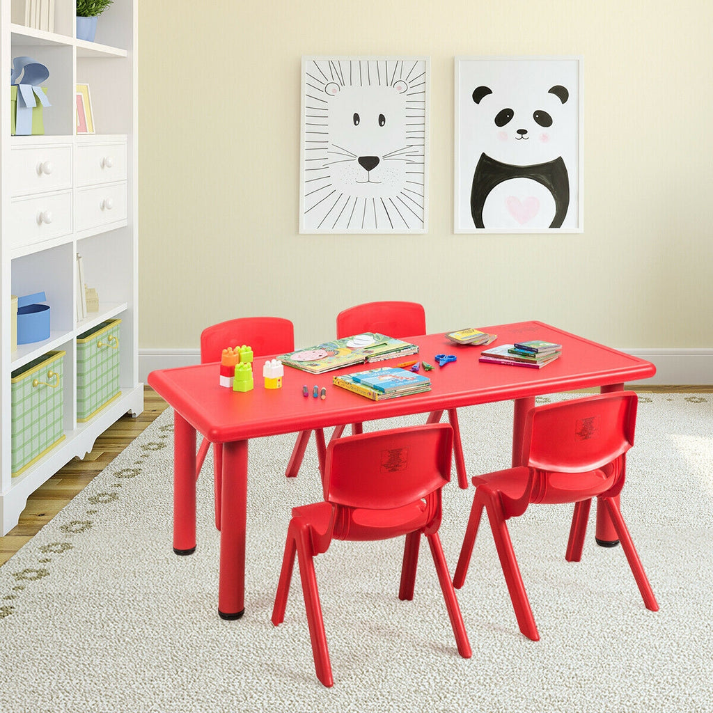 Kids Plastic Rectangular Play and Learning Table - Red
