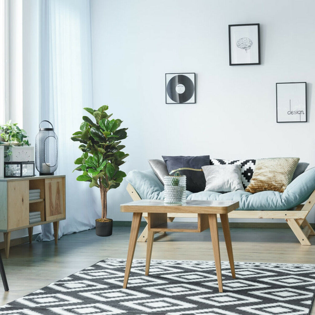 4 Feet Artificial Fiddle Leaf Fig Tree with Planter - Indoor Outdoor Decor