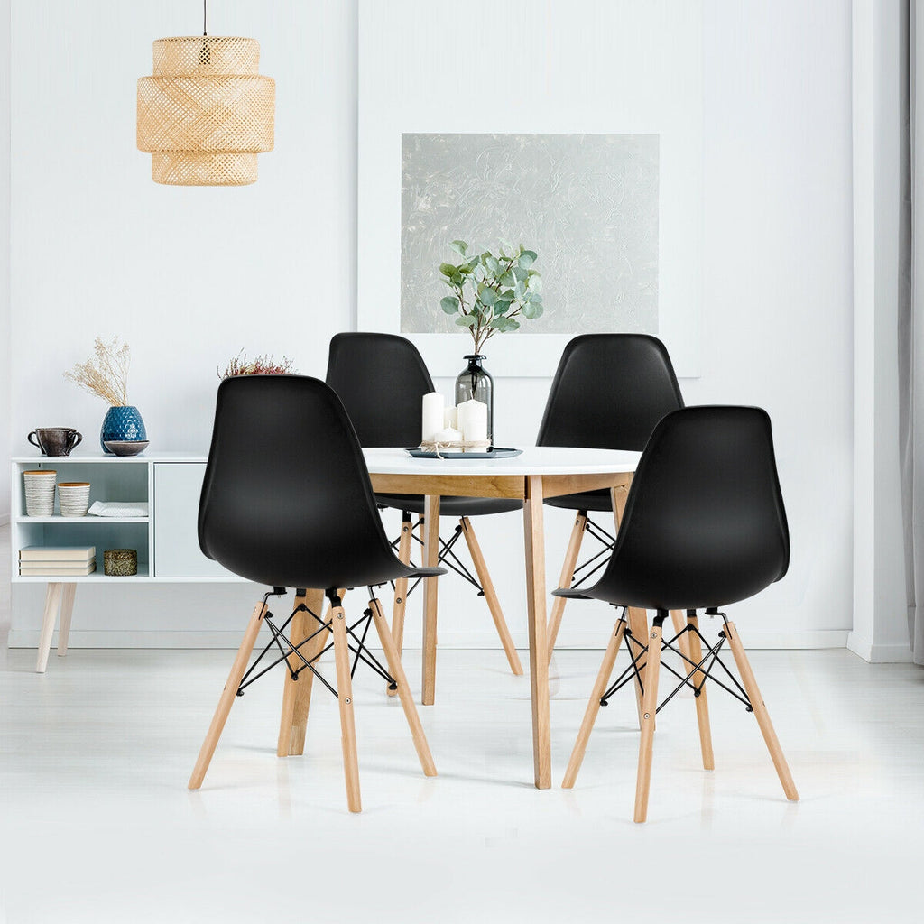 Modern Armless Dining Chairs Set of 4 - Black