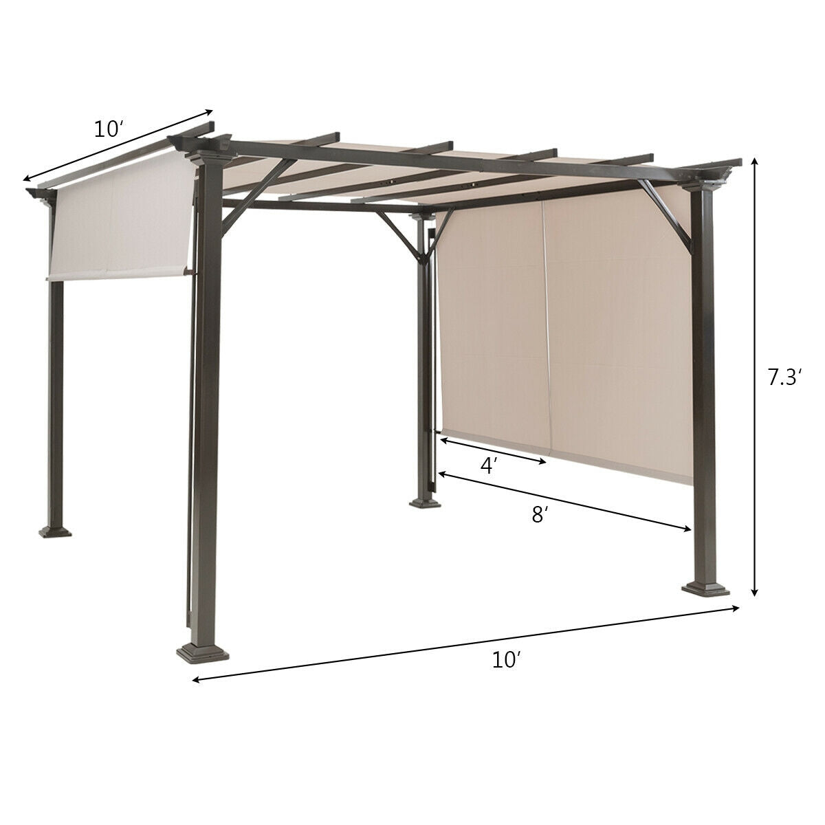 10 x 10 Metal Patio Canopy Shelter - Beige