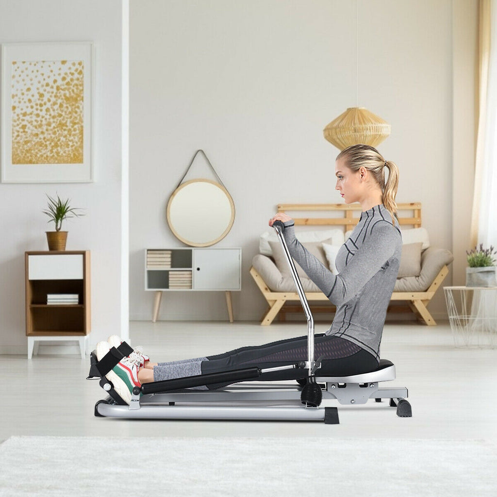 Adjustable Hydraulic Rowing Machine for Full-Body Workout - Costway