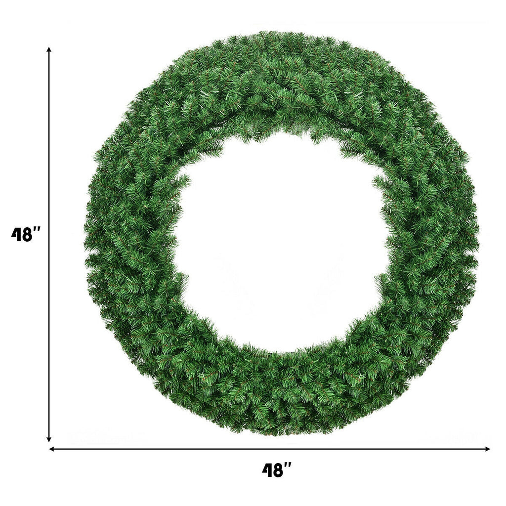 48 Inch Pre-lit Artificial Christmas Wreath with LED Lights - Full Lush Design