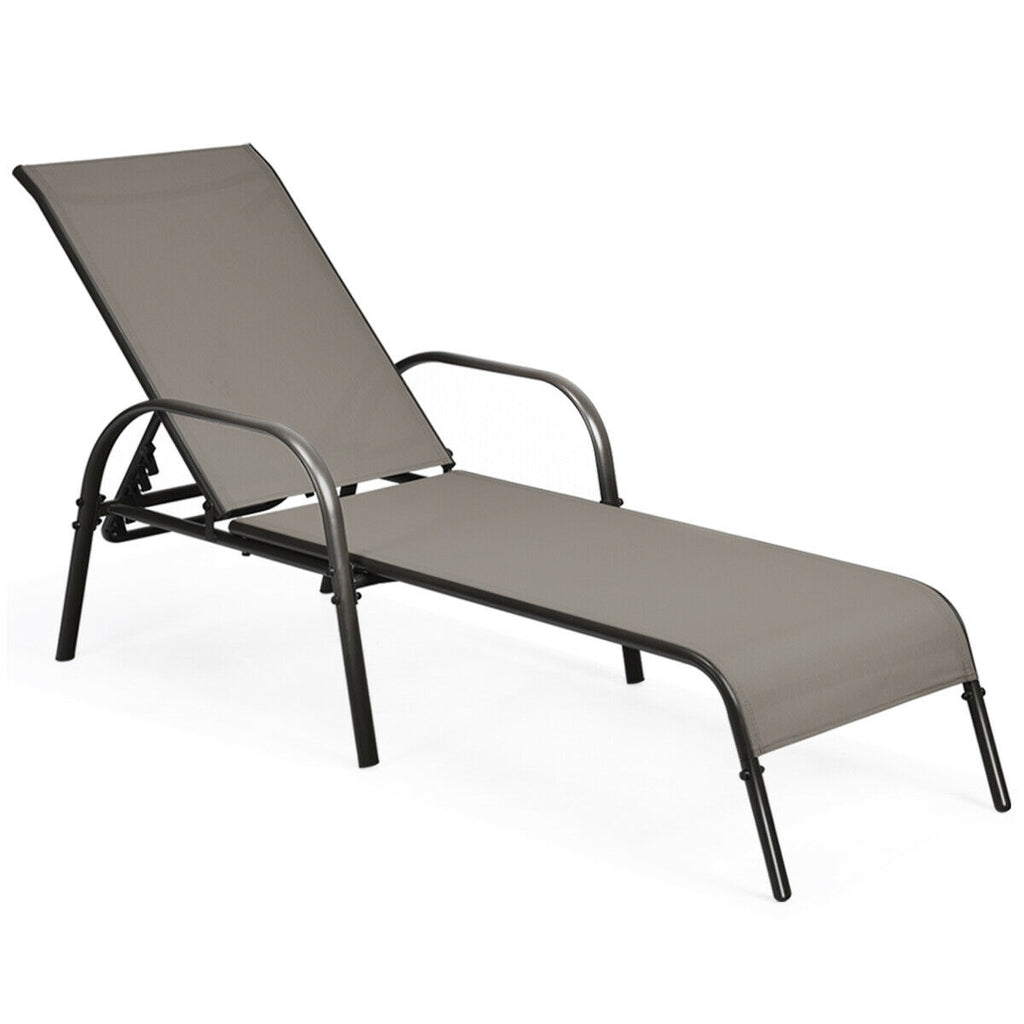 2 Pieces Outdoor Patio Lounge Chair Chaise Fabric with Adjustable