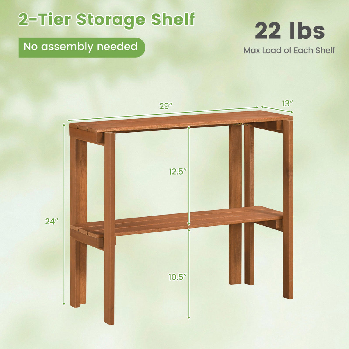 2/3-Tier Folding Wooden Storage Shelves for Entryway and Garden