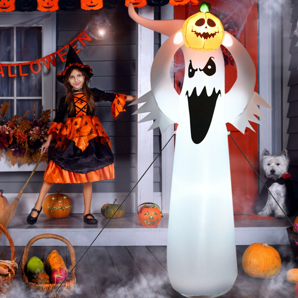 6 Feet Halloween Inflatable Ghost with Pumpkin and LED Lights - Outdoor Decor
