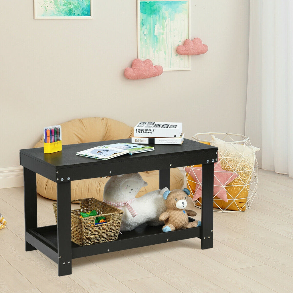 Building Brick Table - Dark Brown Kids Activity Play Table with Storage