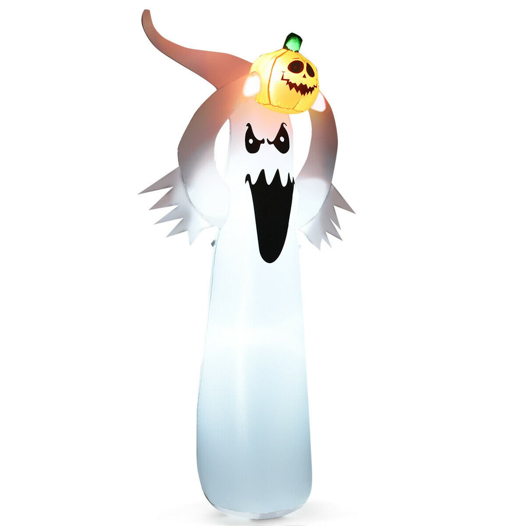 6 Feet Halloween Inflatable Ghost with Pumpkin and LED Lights - Outdoor Decor