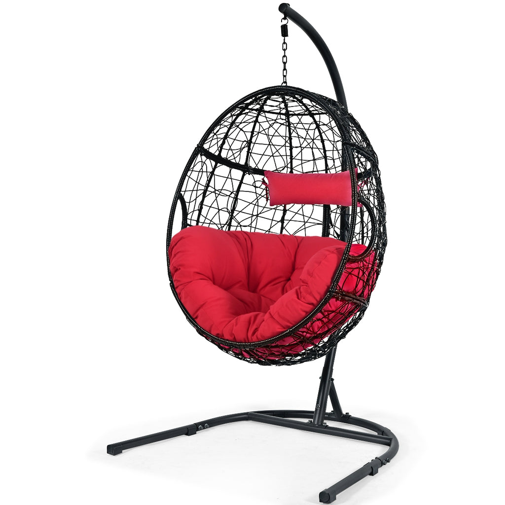 Indoor/Outdoor Hanging Cushioned Hammock Chair with Stand