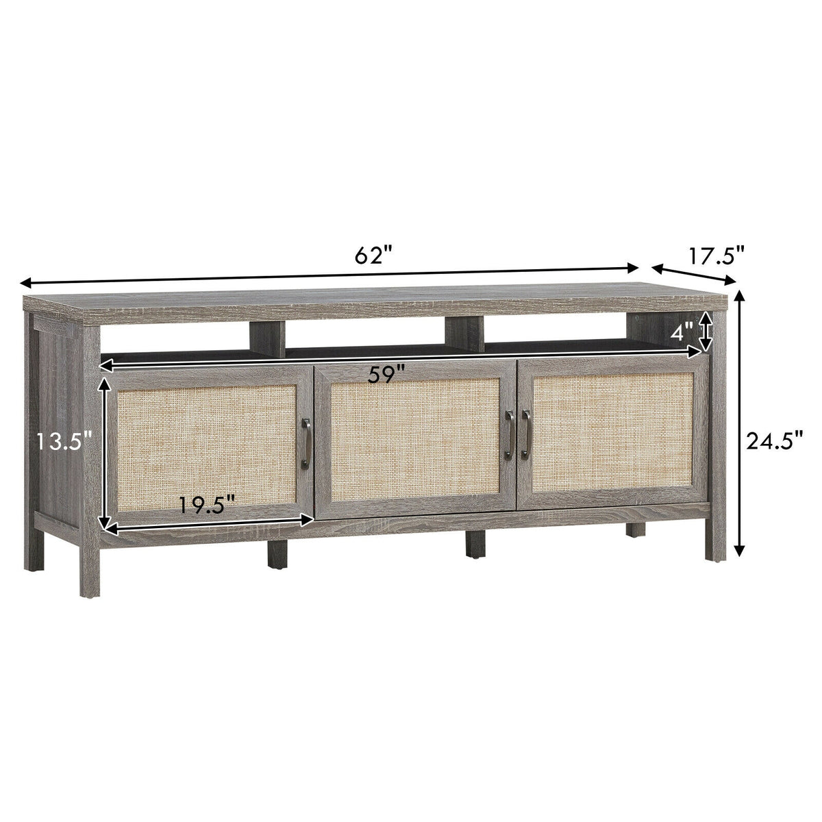TV Stand for 65 Inch TVs with Storage Cabinets - Gray