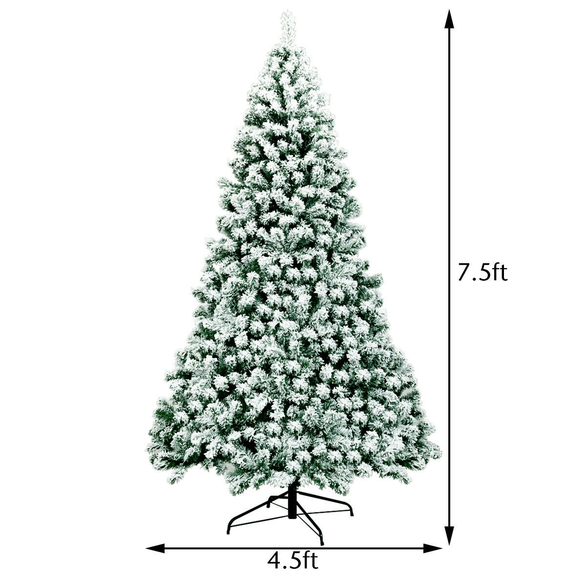 7.5 Feet Pre-Lit Snow Flocked Artificial Christmas Tree with 550 Lights