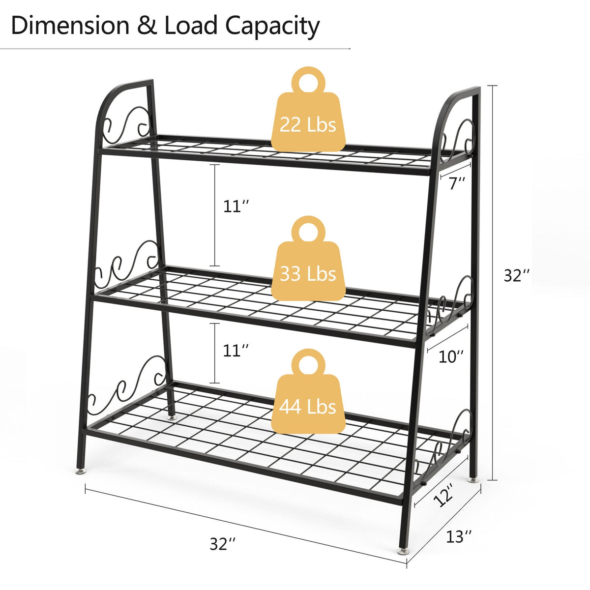 3-Tier Metal Plant Stand Shelf Display Rack for Plants Shoes Flower